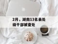 2月，湖南13名县处级干部被查处
