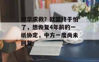 对华求救？欧盟终于怕了，想恢复4年前的一纸协定，中方一度尚未回复