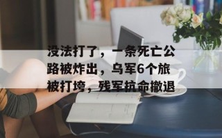 没法打了，一条死亡公路被炸出，乌军6个旅被打垮，残军抗命撤退