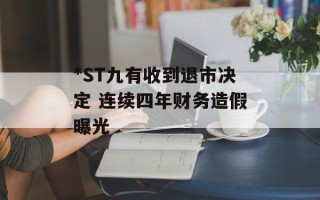 *ST九有收到退市决定 连续四年财务造假曝光