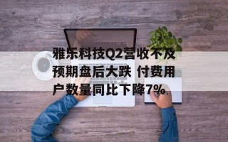 雅乐科技Q2营收不及预期盘后大跌 付费用户数量同比下降7%