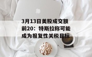 3月13日美股成交额前20：特斯拉称可能成为报复性关税目标