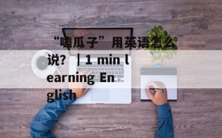 “嗑瓜子”用英语怎么说？｜1 min learning English