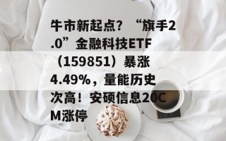 牛市新起点？“旗手2.0”金融科技ETF（159851）暴涨4.49%，量能历史次高！安硕信息20CM涨停