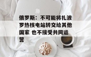 俄罗斯：不可能将扎波罗热核电站转交给其他国家 也不接受共同运营