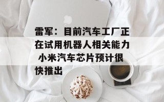 雷军：目前汽车工厂正在试用机器人相关能力 小米汽车芯片预计很快推出