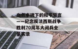 血色丰碑下的和平誓言——纪念反法西斯战争胜利70周年大阅兵全景实录