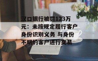 汉口银行被罚123万元：未按规定履行客户身份识别义务 与身份不明的客户进行交易