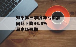 知乎第三季度净亏损额同比下降96.8% 超市场预期