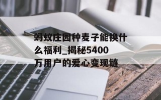 蚂蚁庄园种麦子能换什么福利_揭秘5400万用户的爱心变现链