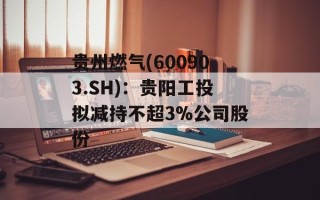 贵州燃气(600903.SH)：贵阳工投拟减持不超3%公司股份