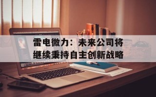 雷电微力：未来公司将继续秉持自主创新战略