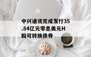 中兴通讯完成发行35.84亿元零息美元H股可转换债券