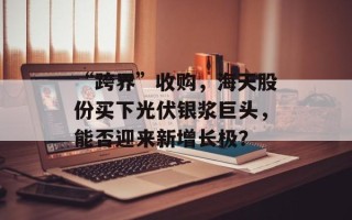“跨界”收购，海天股份买下光伏银浆巨头，能否迎来新增长极？