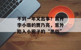 不到一年又出事？离开李小璐的贾乃亮，意外陷入小圈子的“恶俗”