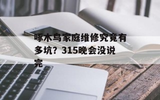 啄木鸟家庭维修究竟有多坑？315晚会没说完