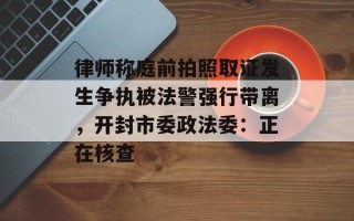 律师称庭前拍照取证发生争执被法警强行带离，开封市委政法委：正在核查