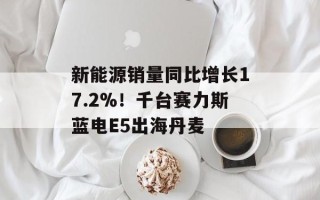 新能源销量同比增长17.2%！千台赛力斯蓝电E5出海丹麦