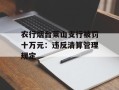 农行烟台莱山支行被罚十万元：违反清算管理规定