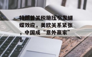 特朗普关税施压引发蝴蝶效应，美欧关系紧张，中国成“意外赢家”？