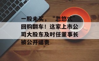 一股未买，“忽悠式”回购翻车！这家上市公司大股东及时任董事长被公开谴责