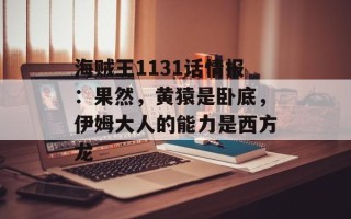 海贼王1131话情报：果然，黄猿是卧底，伊姆大人的能力是西方龙