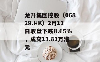龙升集团控股（06829.HK）2月13日收盘下跌8.65%，成交13.81万港元