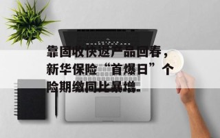 靠固收快返产品回春，新华保险“首爆日”个险期缴同比暴增