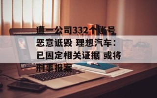 遭一公司332个账号恶意诋毁 理想汽车：已固定相关证据 或将刑事报案