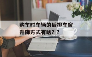 购车时车辆的后排车窗升降方式有啥？?