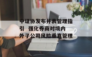 中证协发布并表管理指引  强化券商对境内外子公司风险垂直管理