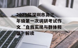 2025届深圳市高三年级第一次调研考试作文“自我实现与群体和谐”解读