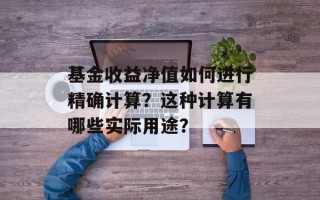 基金收益净值如何进行精确计算？这种计算有哪些实际用途？