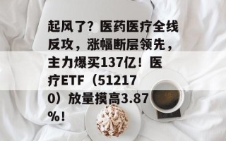 起风了？医药医疗全线反攻，涨幅断层领先，主力爆买137亿！医疗ETF（512170）放量摸高3.87%！