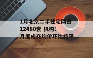 1月北京二手住宅网签12480套 机构：月度成交均价环比持平
