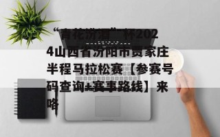 “青花汾酒”杯2024山西省汾阳市贾家庄半程马拉松赛【参赛号码查询+赛事路线】来咯