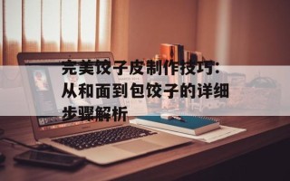 完美饺子皮制作技巧：从和面到包饺子的详细步骤解析