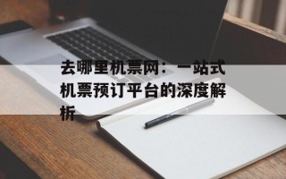 去哪里机票网：一站式机票预订平台的深度解析