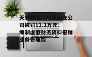 天安财险咸阳中心支公司被罚11.1万元：编制虚假财务资料报销业务管理费