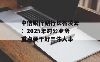 中信银行副行长谷凌云：2025年对公业务重点要干好三件大事