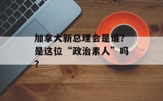 加拿大新总理会是谁？是这位“政治素人”吗？