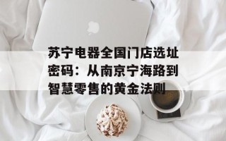 苏宁电器全国门店选址密码：从南京宁海路到智慧零售的黄金法则
