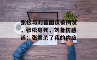 张松与刘备图谋被揭发，张松身死，刘备伤感道：张肃杀了我的内应