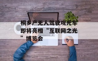 桐乡产无人驾驶观光车即将亮相“互联网之光”博览会