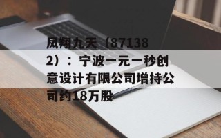 凤翔九天（871382）：宁波一元一秒创意设计有限公司增持公司约18万股