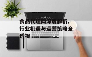 食品代理网深度解析,行业机遇与运营策略全透视