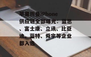 苹果折叠iPhone供应链全部曝光：蓝思、富士康、立讯、比亚迪、蓝特、舜宇等企业都入选