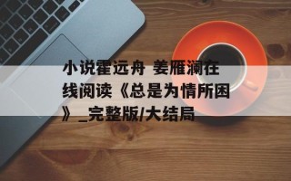 小说霍远舟 姜雁澜在线阅读《总是为情所困》_完整版/大结局