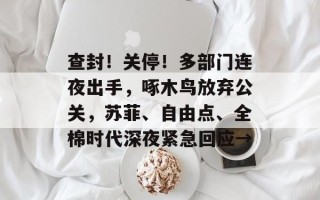 查封！关停！多部门连夜出手，啄木鸟放弃公关，苏菲、自由点、全棉时代深夜紧急回应→