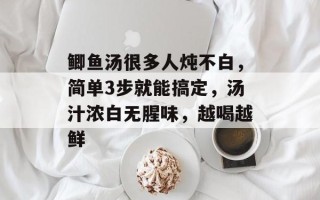 鲫鱼汤很多人炖不白，简单3步就能搞定，汤汁浓白无腥味，越喝越鲜